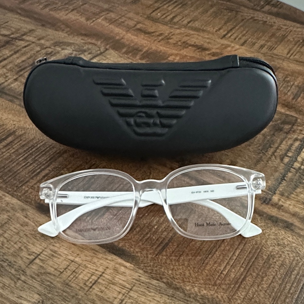 [Emporio Armani] Transparent Frames with White Temples and Black Case